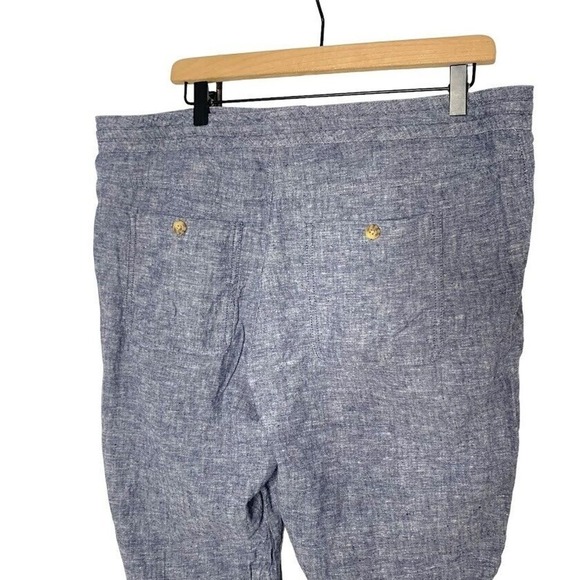 DULUTH Hemp Organic Cotton Pants Drawstring Blue Chambray Womens Size 18 Pockets - Picture 5 of 10